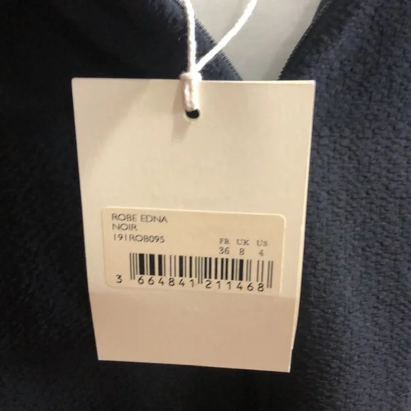 Sezane Robe Edna Black Crochet Strap Midi Dress - Picture 6 of 7